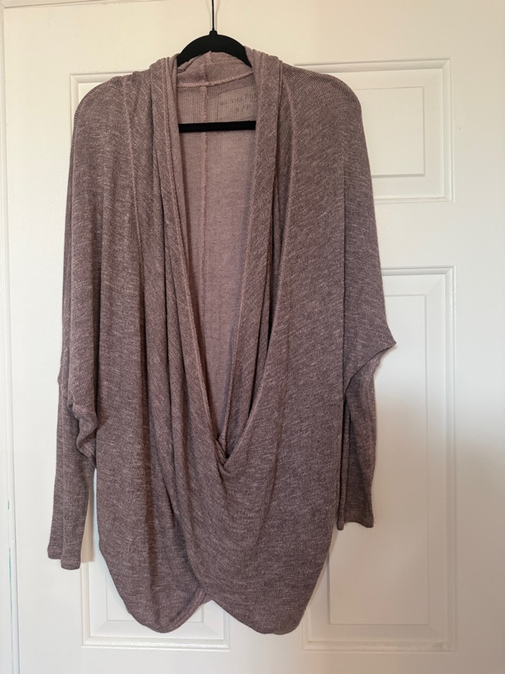 We The Free Open-Front Draped Cardigan in Mauve Pink
